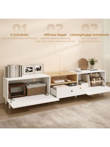 HOMCOM TV Schrank-200L x 35B x 45H cm-Weiß+Naturholz