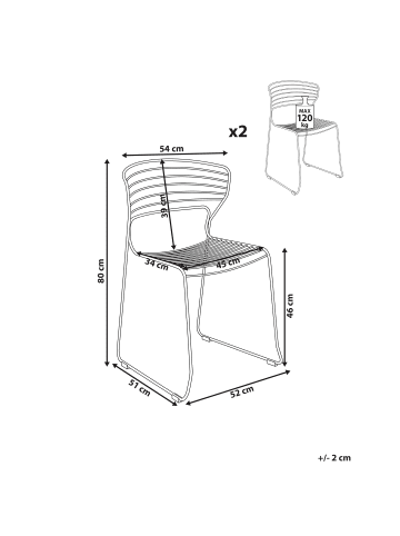 Beliani 2er-Set Esszimmerstuhl PISTOIA in Schwarz