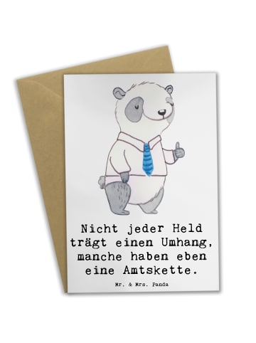 Mr. & Mrs. Panda Klappkarte Bürgermeister Held mit Spruch in Weiß