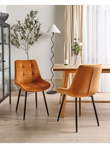 Beliani 2er-Set Esszimmerstuhl MELROSE in Orange/Schwarz