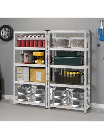 SONGMICS 2er-Set: Schwerlastregal Cozory in Silbern - (B)90 x (H)180 x (T)40 cm