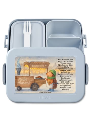 Mr. & Mrs. Panda MEPAL Bentobox Igel Maronen Design mit Spruch in Blau Pastell