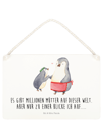 Mr. & Mrs. Panda Schild Pinguin mit Kind mit Spruch in Weiß