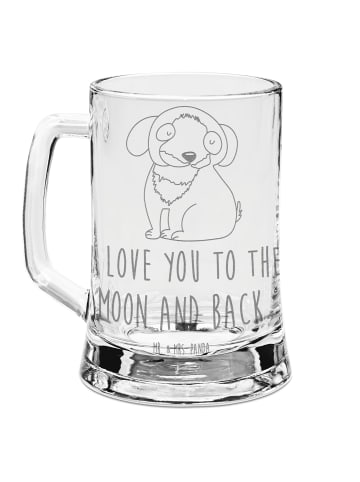 Mr. & Mrs. Panda Bierkrug Hund Entspannen mit Spruch in Transparent