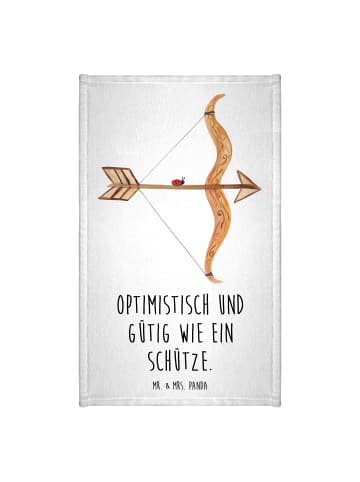 Mr. & Mrs. Panda Handtuch Sternzeichen Schütze mit Spruch in Weiß