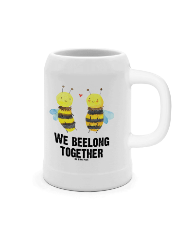 Mr. & Mrs. Panda Bierkrug Biene Verliebt mit Spruch in Weiß