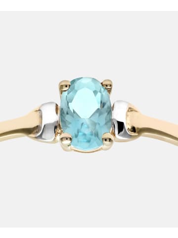 Diamant L'éternel Ring aus 375 Gelbgold mit Zirkonia mit Aquamarin