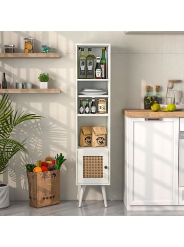 COSTWAY Hochschrank Rattan 29,5x29,5x137cm in Weiß