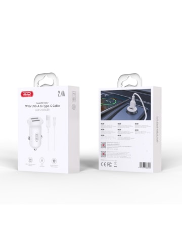 XO XO Kfz-Ladegerät CC67 12W 2x USB schwarz + USB - USB-C Kabel