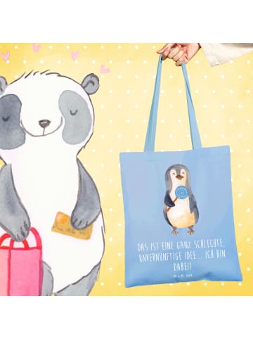Mr. & Mrs. Panda Stofftasche Pinguin Lolli mit Spruch in Sky Blue