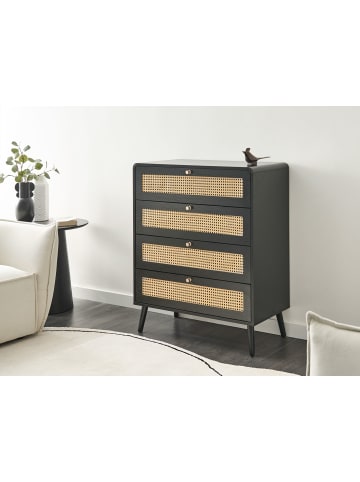 Beliani Kommode MOURA in Schwarz/Braun/Gold - (W) 80 x (H) 98 x (L) 40 cm