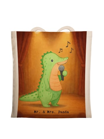 Mr. & Mrs. Panda Shopping Tasche Krokodil Singen Design ohne Spruch in Weiß
