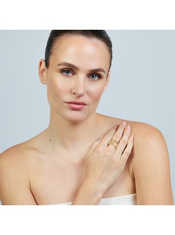 Luxenter ring in metal alloy and multicoloured zirconia finished 18k yellow gold Thihsak