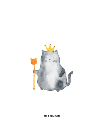 Mr. & Mrs. Panda Trinkflasche Katze König ohne Spruch in Weiß