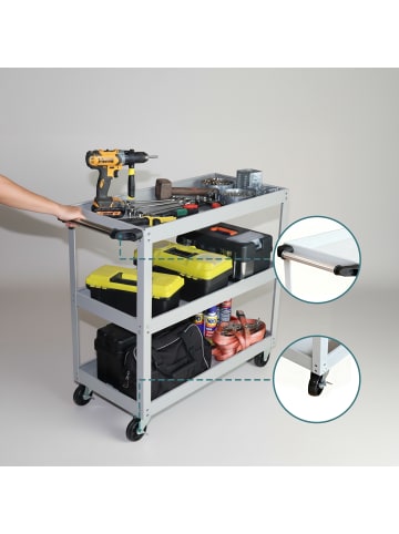 relaxdays Werkstattwagen in Grau - (B)78 x (H)76 x (T)35 cm