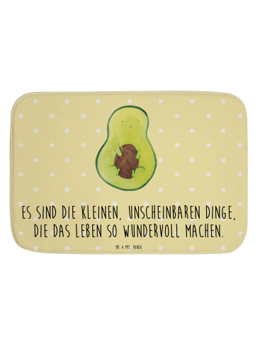 Mr. & Mrs. Panda Badematte Avocado Kern mit Spruch in Gelb Pastell