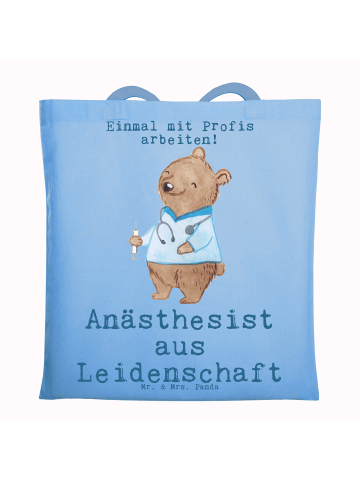 Mr. & Mrs. Panda Jutetasche Anästhesist Leidenschaft mit Spruch in Sky Blue