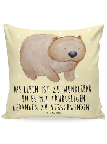 Mr. & Mrs. Panda kuschelkissen 40x40 Wombat mit Spruch in Gelb Pastell