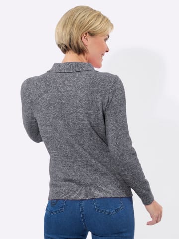 WITT WEIDEN Polopullover in schwarz-ecru-meliert