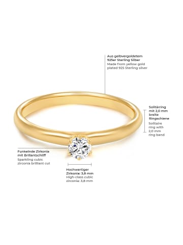 Trilani Ring aus Sterling Silber mit Zirkonia in gelbgold