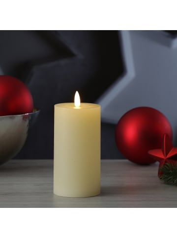 Adilina LED Kerze LINA Echtwachs Rustik-Optik 7x15cm in creme