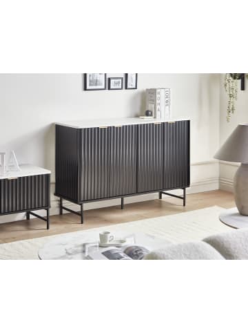 Beliani Sideboard GLASTONBURY in Schwarz - (W) 120 x (H) 80 x (L) 40 cm