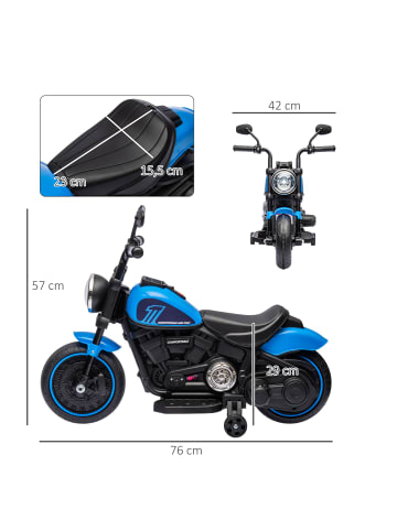 HOMCOM Elektromotorrad in Blau 76L x 42B x 57H cm