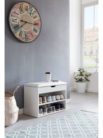 KADIMA DESIGN Schuhbank mit Sitzfläche Garderoben-Bank Holz 60 x 40 x 30 cm, in Weiß