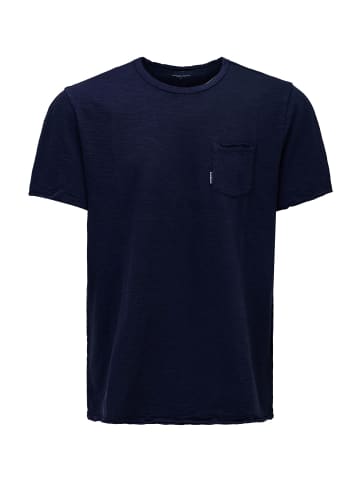Salsa Jeans T-Shirt Slub Jersey Raw Edge in Dark Blue