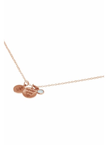 Gemshine Halskette mit Anhänger Fitness Runner - Never Give Up - Sportschmuck Jogging Chalcedon in rose gold coloured