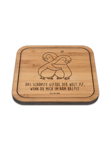 Mr. & Mrs. Panda Tassenuntersetzer Pinguine Kuscheln mit Spruch in Transparent