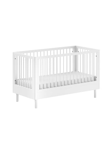 58 aufm Kessel BABYBETT 70x140 Keeley Buche Weiß Holz Umbaubar Komfort Stabil