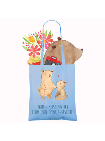 Mr. & Mrs. Panda Tragetasche Tante Eisdielenmeisterin mit Spruch in Sky Blue