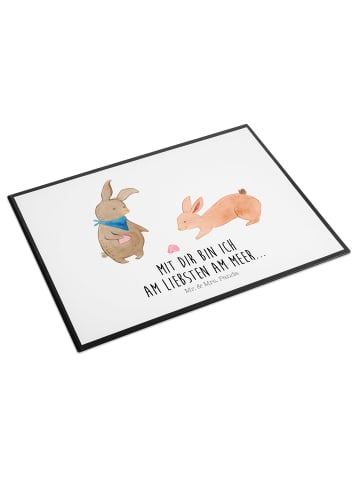Mr. & Mrs. Panda schreibtischunterlage Hasen Muschel mit Spruch in Weiß