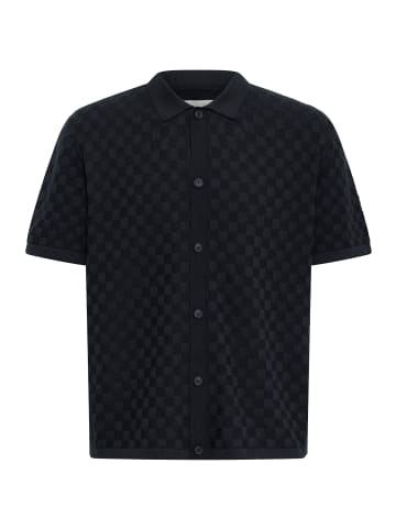 BLEND Kurzarmhemd Haifischkragen Knopfleiste Casual in Schwarz