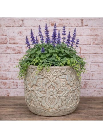 AltoBelli Blumentopf FIORENZA Antik Grau Patina Zement 17x16 cm