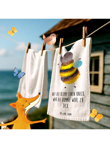 Mr. & Mrs. Panda Gästehandtücher Hummel flauschig mit Spruch in Weiß