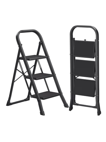 SONGMICS Trittleiter Brody in Schwarz - (B)45.5 x (H)82 x (T)55 cm