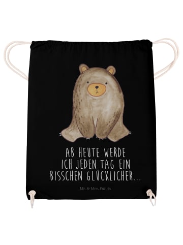 Mr. & Mrs. Panda Jutebeutel Bär sitzend mit Spruch in Schwarz