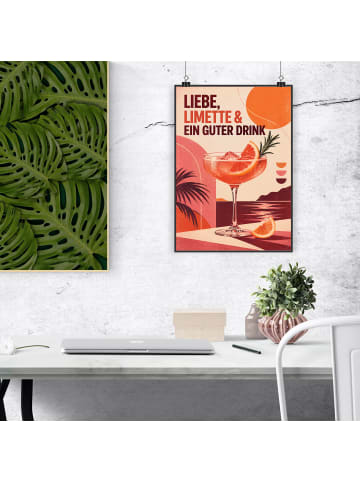 Poster Blümchentail modern Design mit Spruch in Weiß