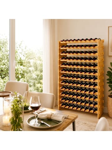 relaxdays Weinregal in Natur - (B)85 x (H)159 x (T)25,5 cm