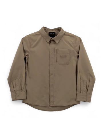 Jack Wolfskin Langarmshirt Lakeside Shirt Kids Hemd Kinder Moskito Longsleeve Shirt in Braun