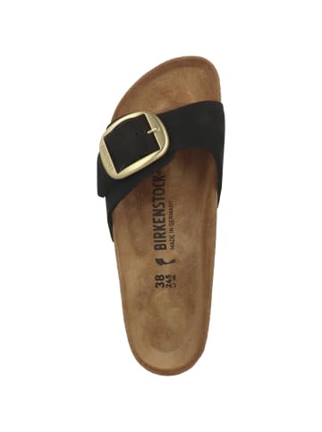 Birkenstock Pantolette Madrid Big Buckle Nubukleder schmal in schwarz