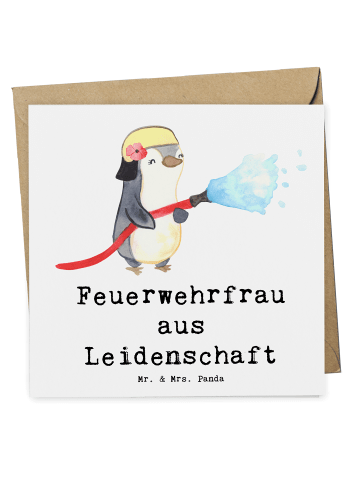 Mr. & Mrs. Panda Grußkarte Feuerwehrfrau Leidenschaft mit Spruch in Weiß