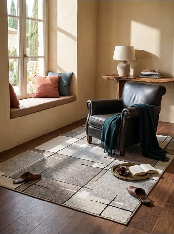 KADIMA DESIGN Niederflor-Teppich Patchwork pflegeleicht Wohnzimmer Schlafzimmer Flur in Beige