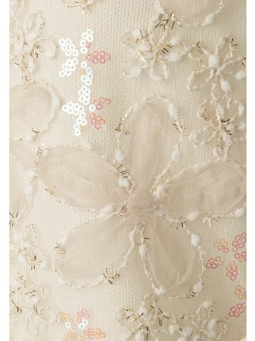 More & More kurzes, edel besticktes Stricktop in off white