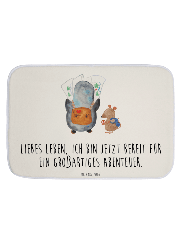 Mr. & Mrs. Panda Badteppich Pinguin & Maus Wanderer mit Spruch in Weiß