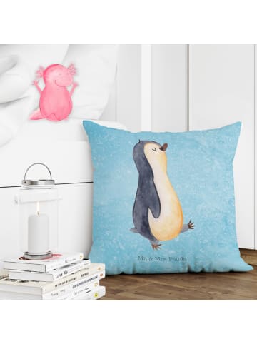 Mr. & Mrs. Panda Kissen 40 x 40 Pinguin mHerzieren ohne Spruch in Eisblau