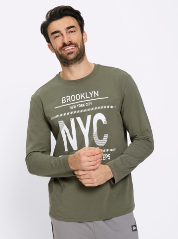 WITT WEIDEN Freizeitshirt in khaki-weiß-bedruckt