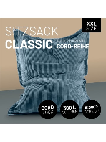 Lumaland LUMALAND Sitzsack Classic XXL Cord 380 L - 140 x 180 cm - mit waschbarem Bezug